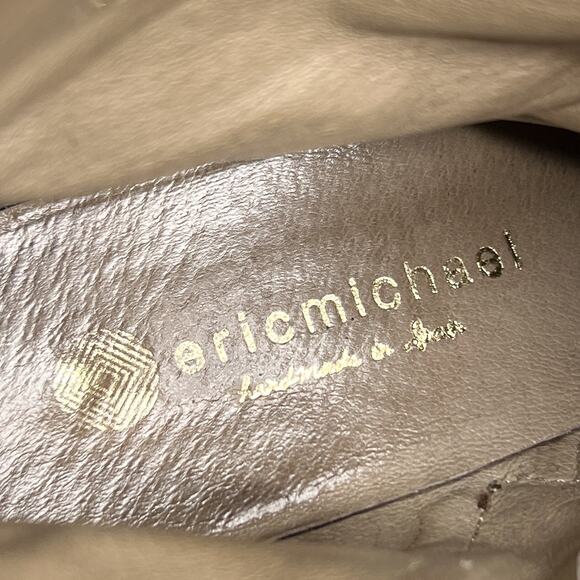 Eric Michael Web Brown Leather Studded Ankle Boots Low Heel Zip Up Western Boho - Picture 5 of 11